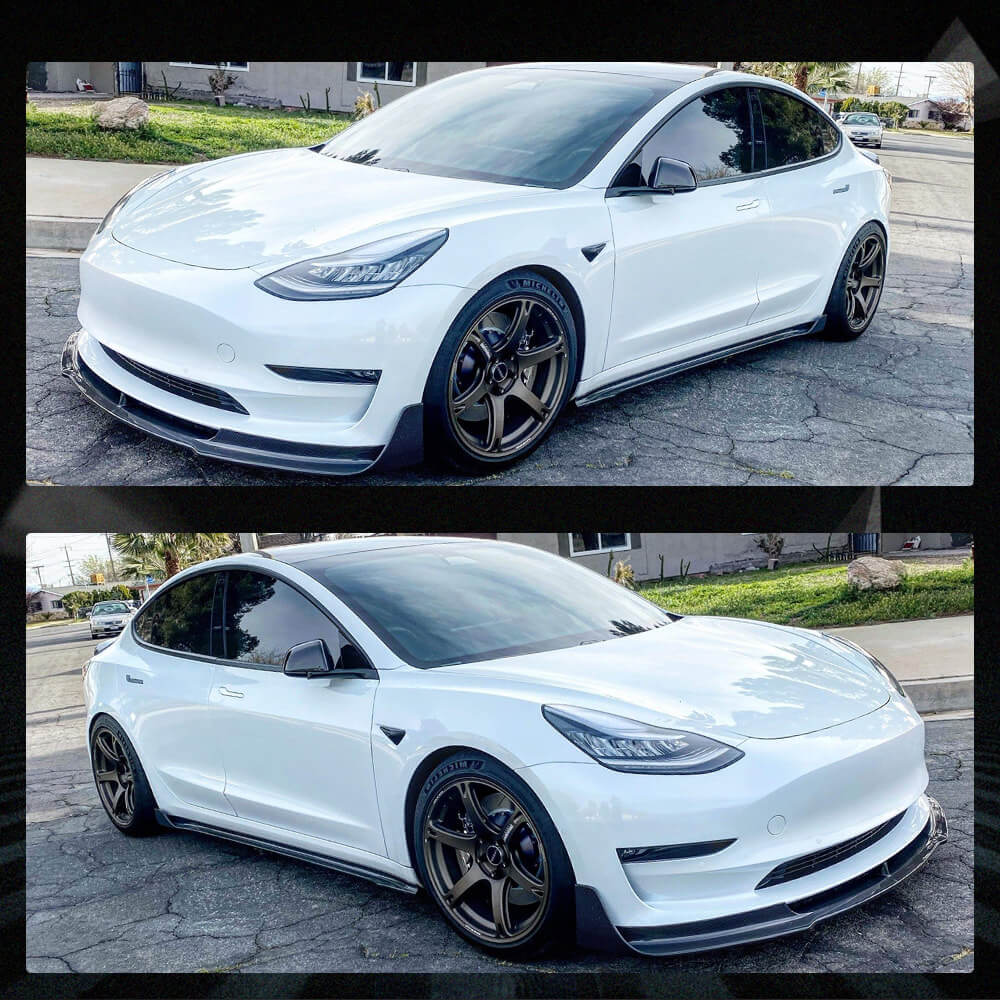Fits for Tesla Model 3 16-22 Carbon Fiber Front Bumper Lip Chin Spoiler