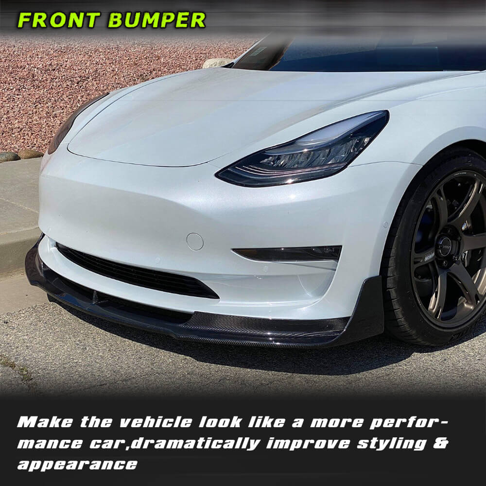 Fits for Tesla Model 3 16-22 Carbon Fiber Front Bumper Lip Chin Spoiler