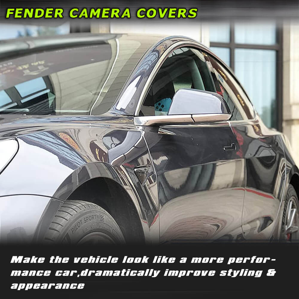 Fits for Tesla Model 3 17-23 Dry Carbon Fiber Fender Camera Covers Side Camera Turn Signal Cover Exterior Decoration Accessories