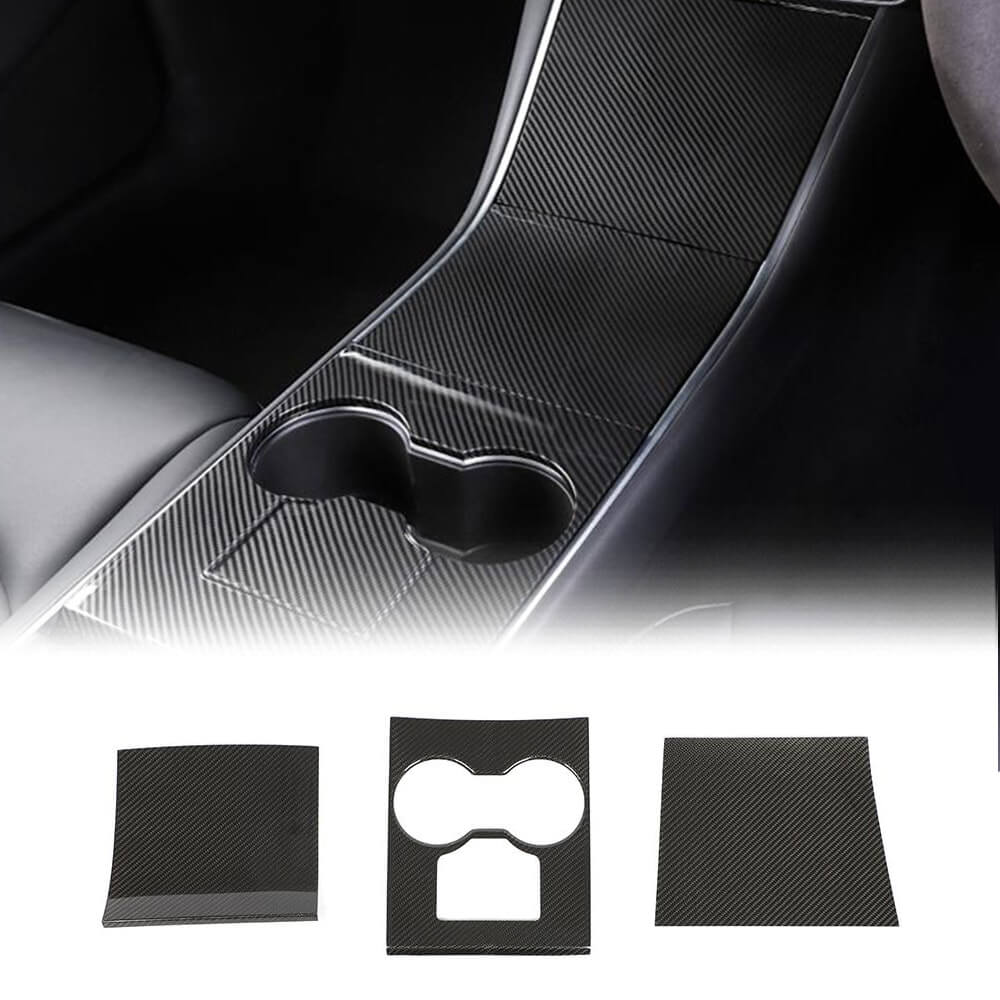 Fits for Tesla Model 3 Dry Carbon Fiber Interior Center Console Panel 3-pc
