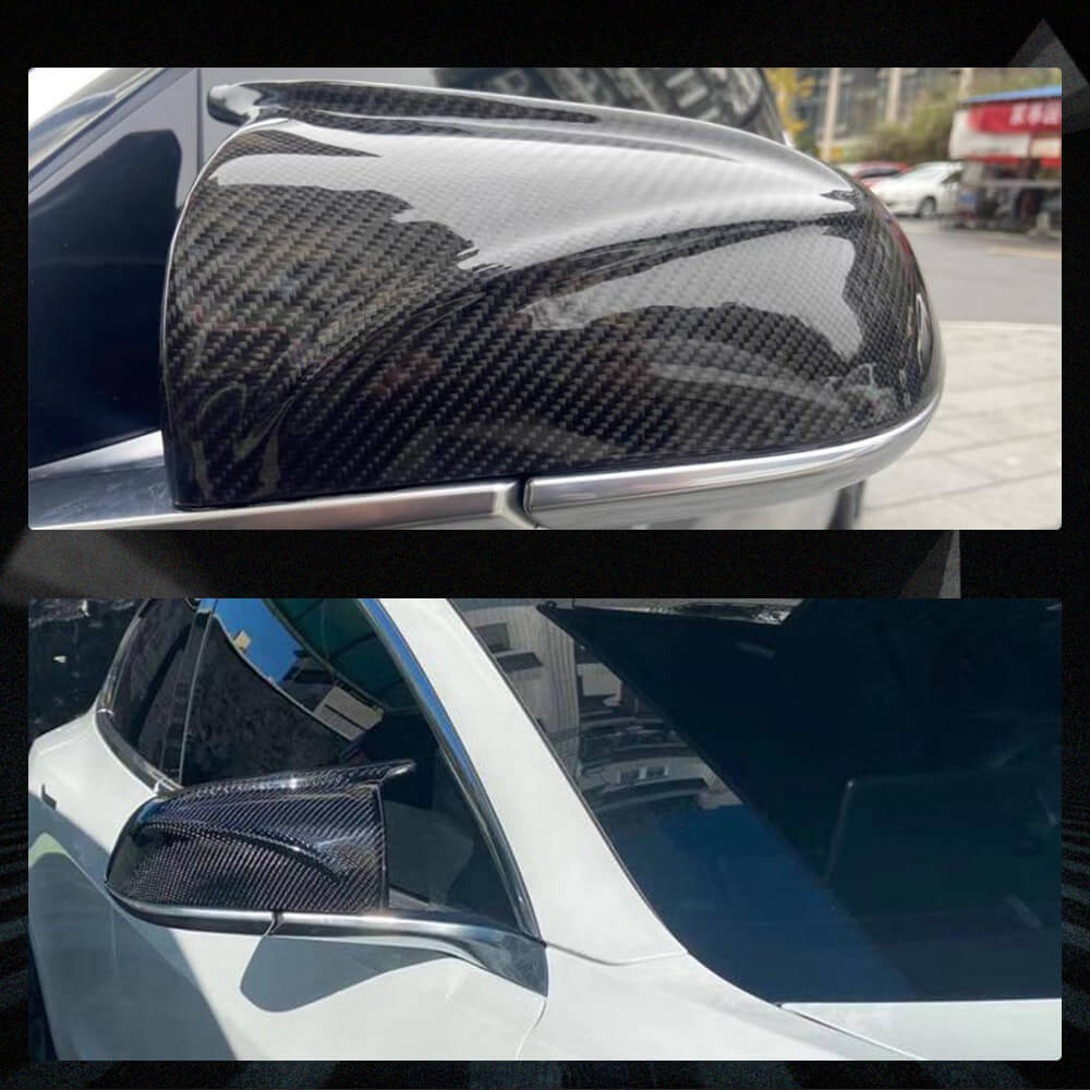 Fits for Tesla Model 3 Sedan 16-20 Carbon Fiber Side Rearview Mirror Cover Caps Replacement