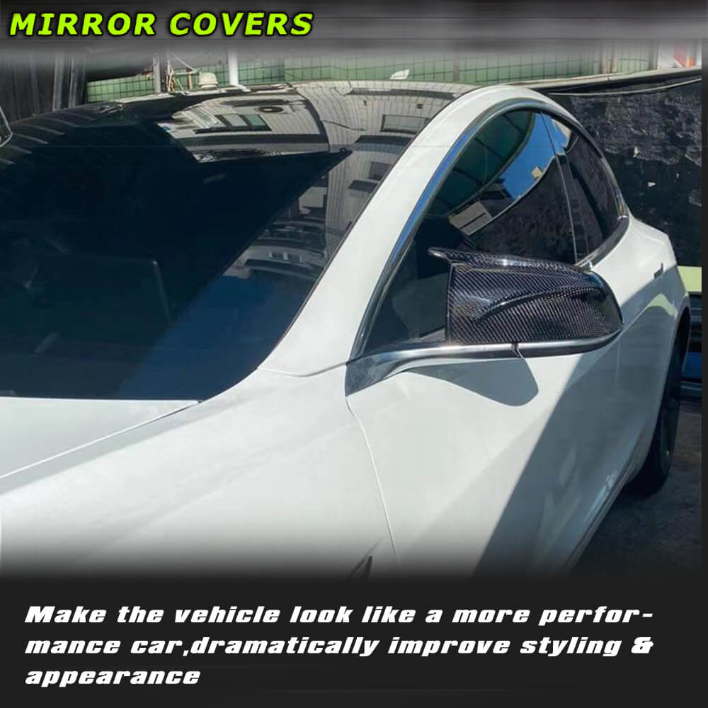 Fits for Tesla Model 3 Sedan 16-20 Carbon Fiber Side Rearview Mirror Cover Caps Replacement