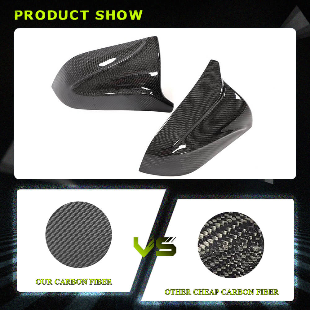 Fits for Tesla Model 3 Sedan 16-20 Carbon Fiber Side Rearview Mirror Cover Caps Replacement