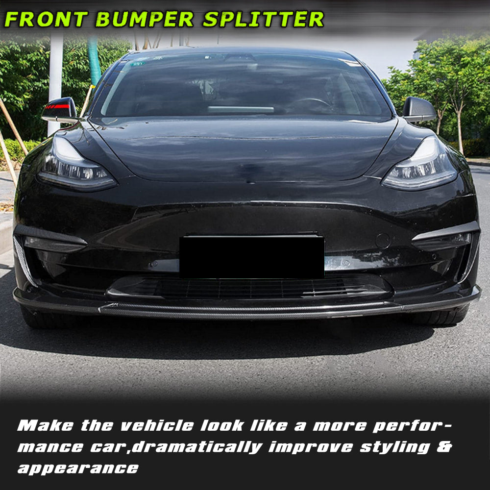 Fits for Tesla Model 3 Sedan 16-20 Dry Carbon Fiber Front Bumper Air Fender Vents