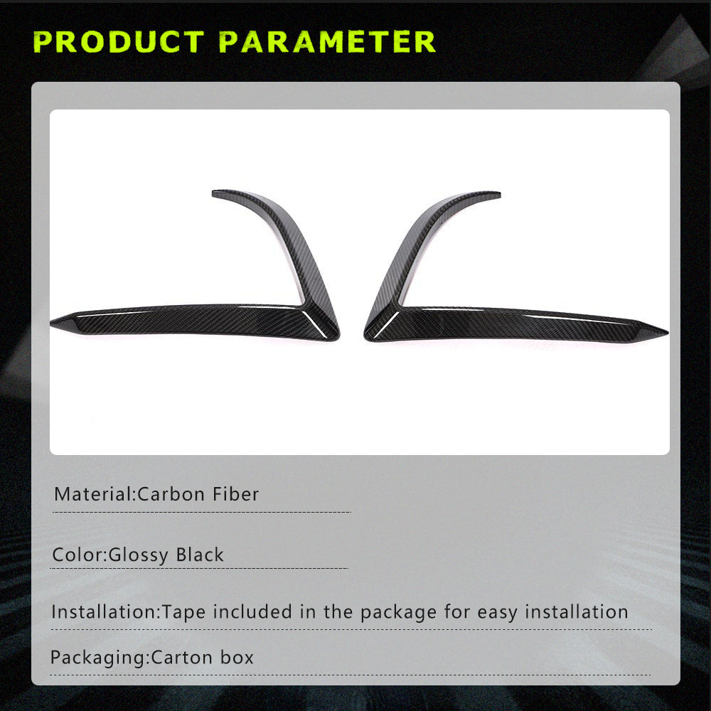 Fits for Tesla Model 3 Sedan 16-20 Dry Carbon Fiber Front Bumper Air Fender Vents