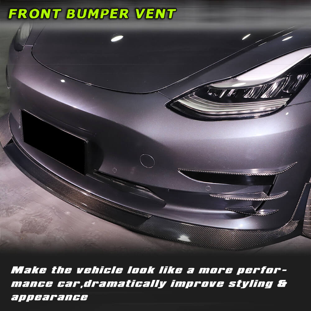 Fits for Tesla Model 3 Sedan 16-20 Real Carbon Fiber Front Bumper Air Fender Vents