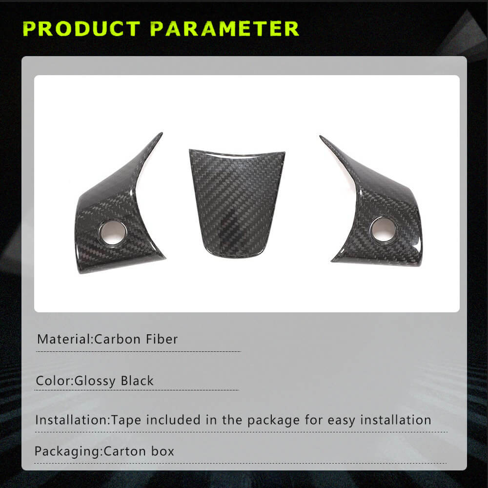 Fits for Tesla Model 3 Sedan 16-21 Real Carbon Fiber Side Inner Steering Wheel Cover Trim
