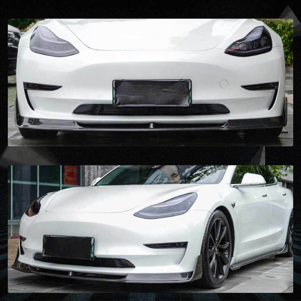 Fits for Tesla Model 3 Sedan 16-22 Carbon Fiber Front Bumper Lip Chin Spoiler