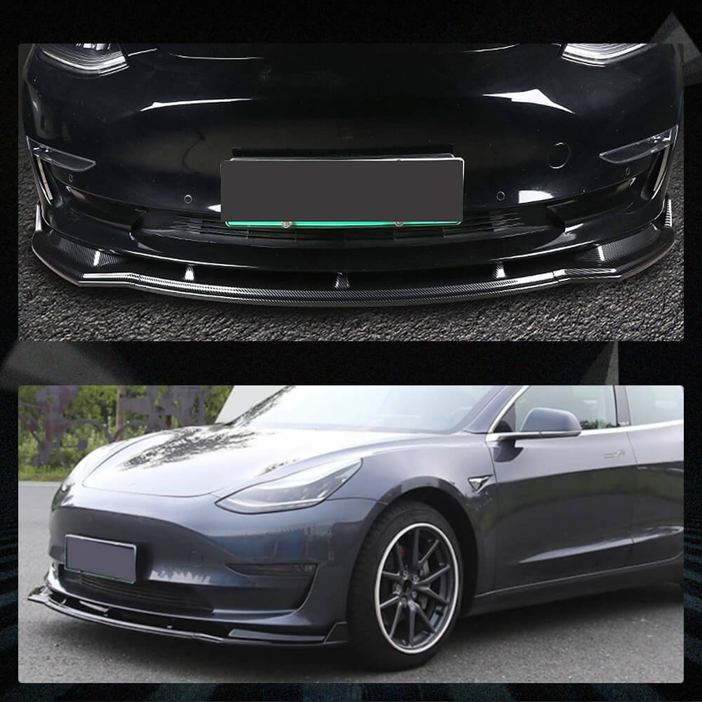 Fits for Tesla Model 3 Sedan 16-22 Carbon Fiber Front Bumper Lip Chin Spoiler 3pcs