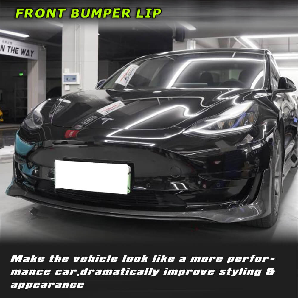 Fits for Tesla Model 3 Sedan 16-22 Carbon Fiber Front Bumper Lip Chin Spoiler