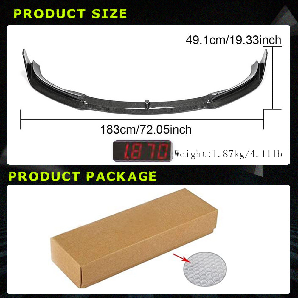 Fits for Tesla Model 3 Sedan 16-22 Carbon Fiber Front Bumper Lip Chin Spoiler