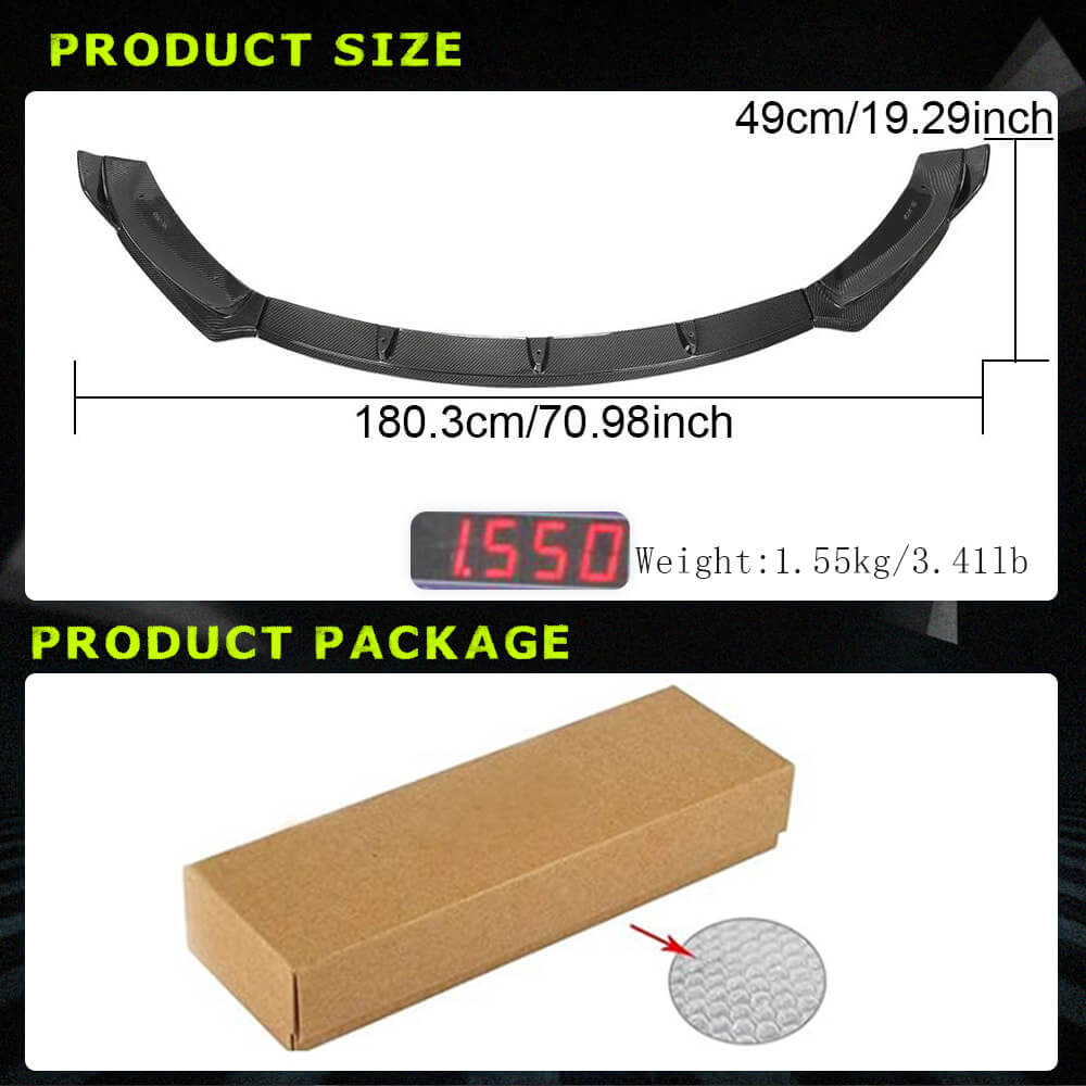 Fits for Tesla Model 3 Sedan 16-22 Carbon Fiber Front Bumper Lip Chin Spoiler 3pcs