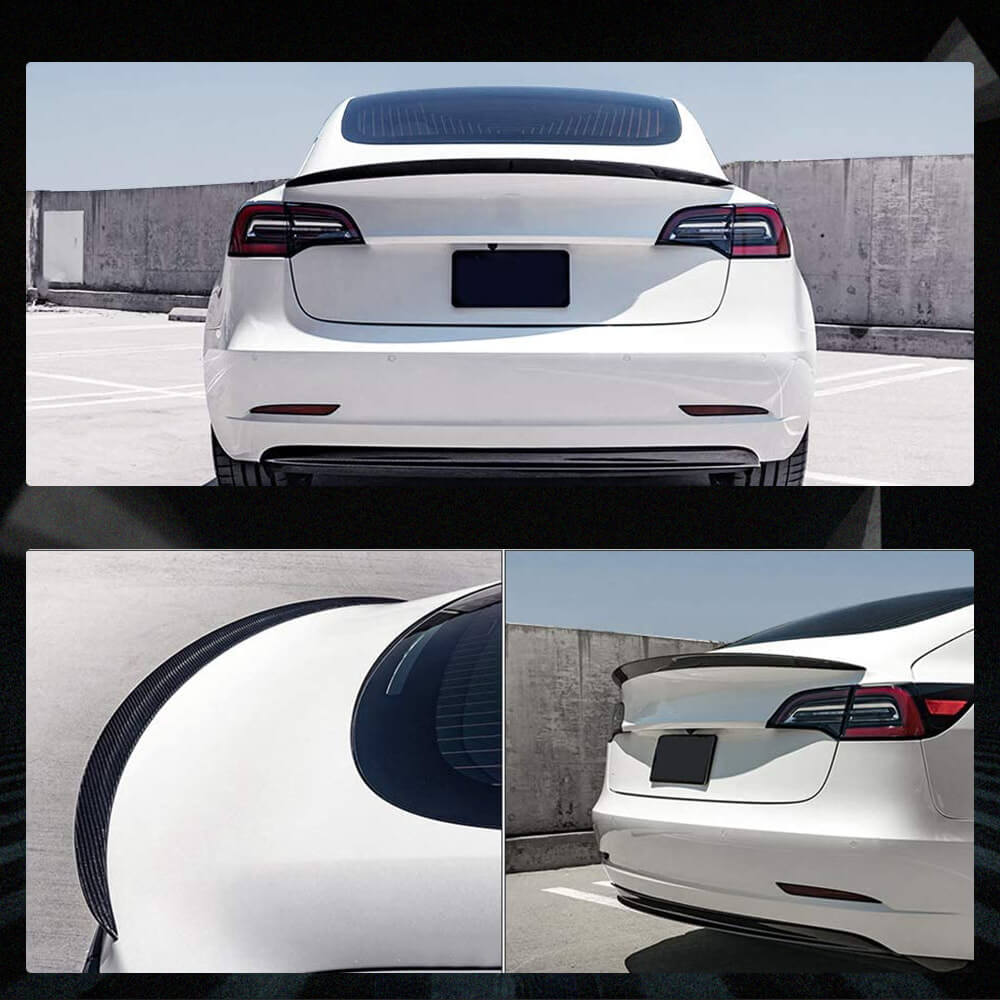 Fits for Tesla Model 3 Sedan 16-22 Carbon Fiber Rear Trunk Spoiler Wing Lip
