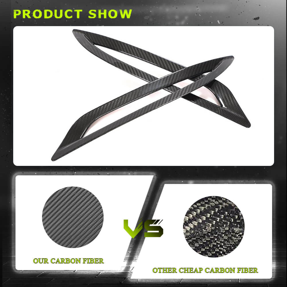 Fits for Tesla Model 3 Sedan 16-22 Dry Carbon Fiber Rear Bumper Reflector Covers Trims