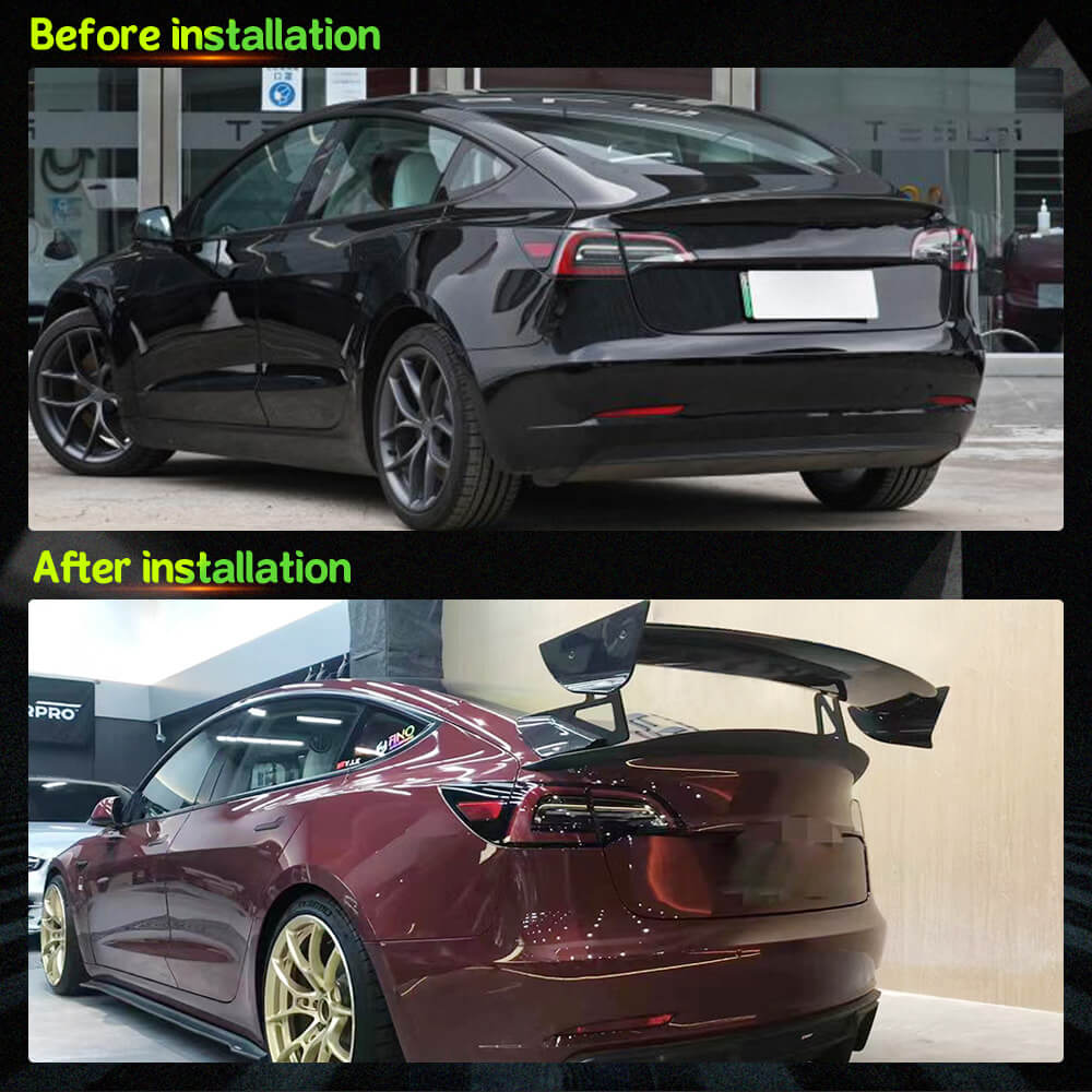 Fits for Tesla Model 3 Sedan 16-22 Dry Carbon Fiber Rear Trunk Spoiler Wing