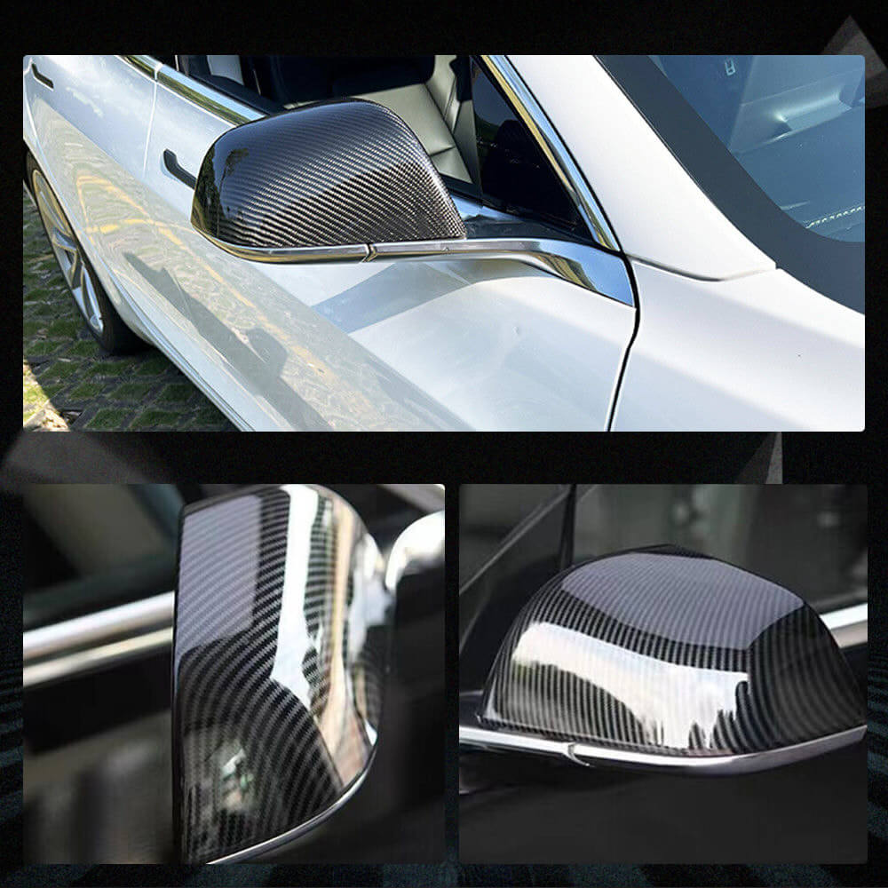 Fits for Tesla Model 3 Sedan 16-22 Dry Carbon Fiber Side Rearview Mirror Cover Caps Replacement