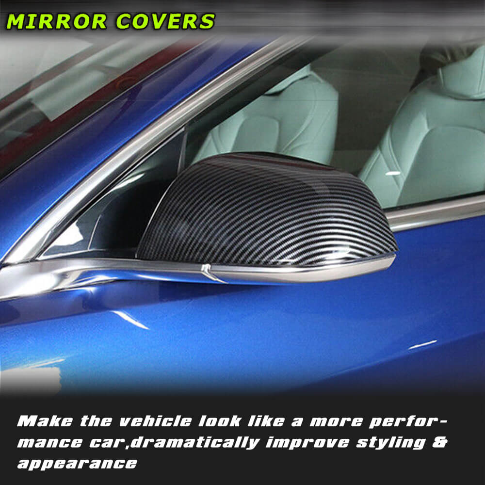 Fits for Tesla Model 3 Sedan 16-22 Dry Carbon Fiber Side Rearview Mirror Cover Caps Replacement