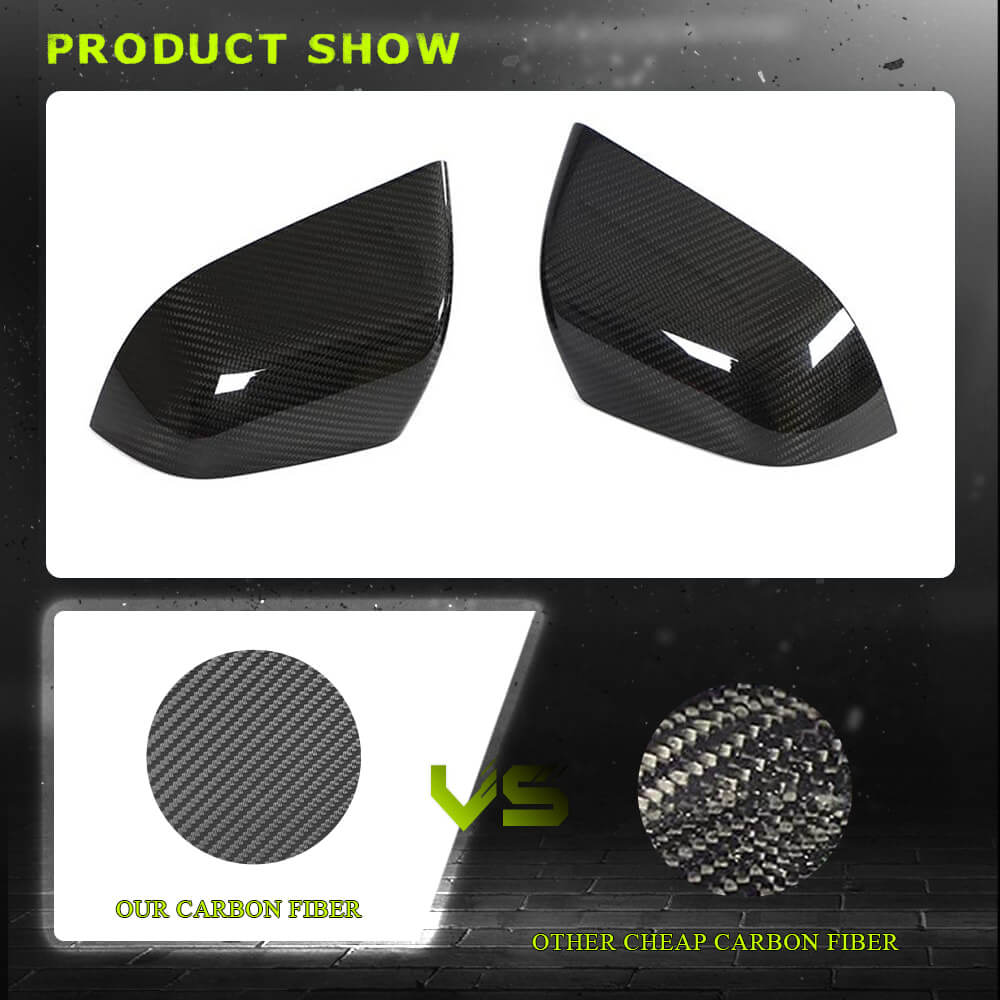 Fits for Tesla Model 3 Sedan 16-22 Dry Carbon Fiber Side Rearview Mirror Cover Caps Replacement