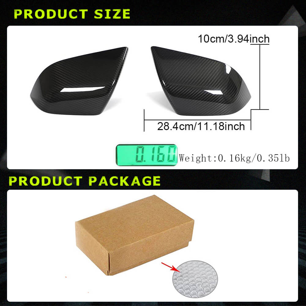 Fits for Tesla Model 3 Sedan 16-22 Dry Carbon Fiber Side Rearview Mirror Cover Caps Replacement
