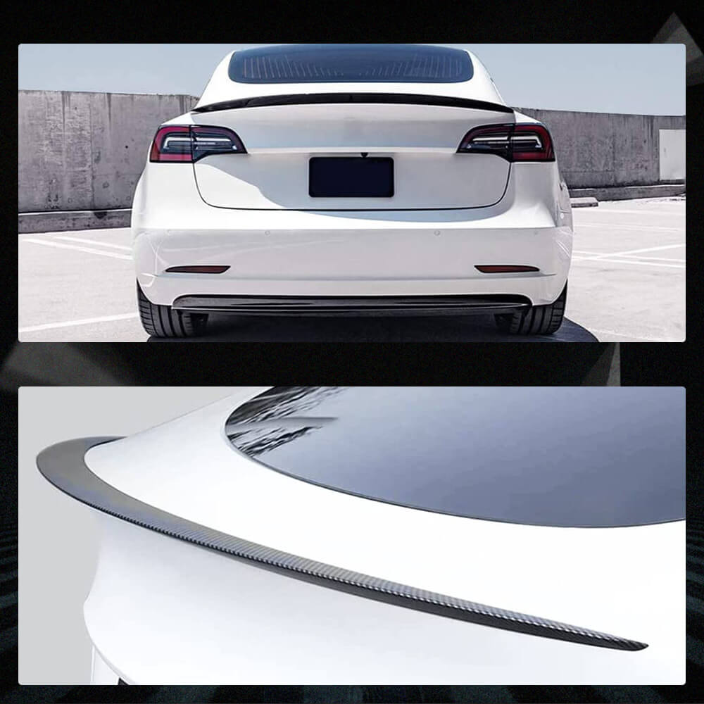 Fits for Tesla Model 3 Sedan 17-23 Carbon Fiber Rear Trunk Spoiler Wing Lip
