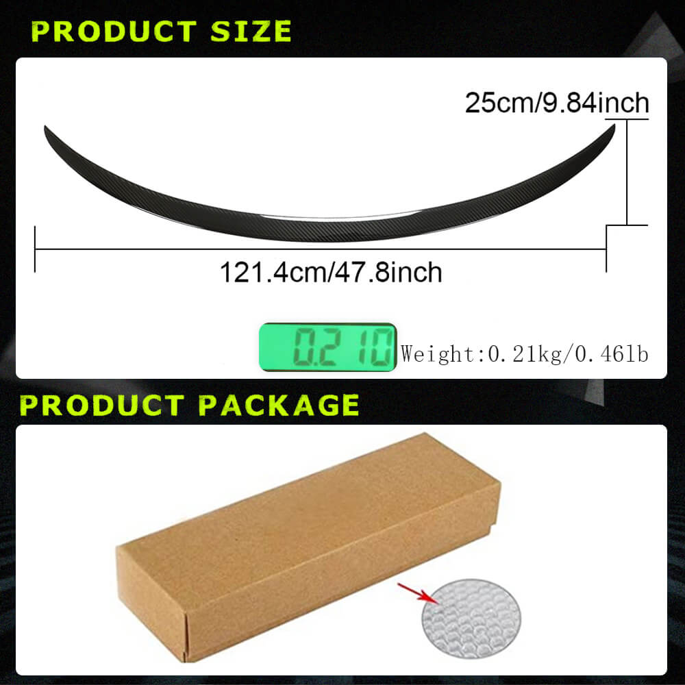 Fits for Tesla Model 3 Sedan 17-23 Carbon Fiber Rear Trunk Spoiler Wing Lip