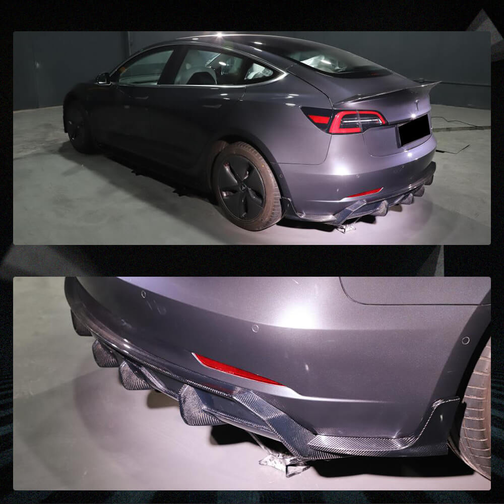 Fits for Tesla Model 3 Sedan Carbon Fiber Rear Splitters