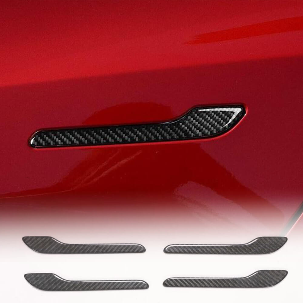 Fits for Tesla Model 3&Y 2017-2019 Dry Carbon Fiber Car Door Handle Cover Door Push Handle Cover 4pcs