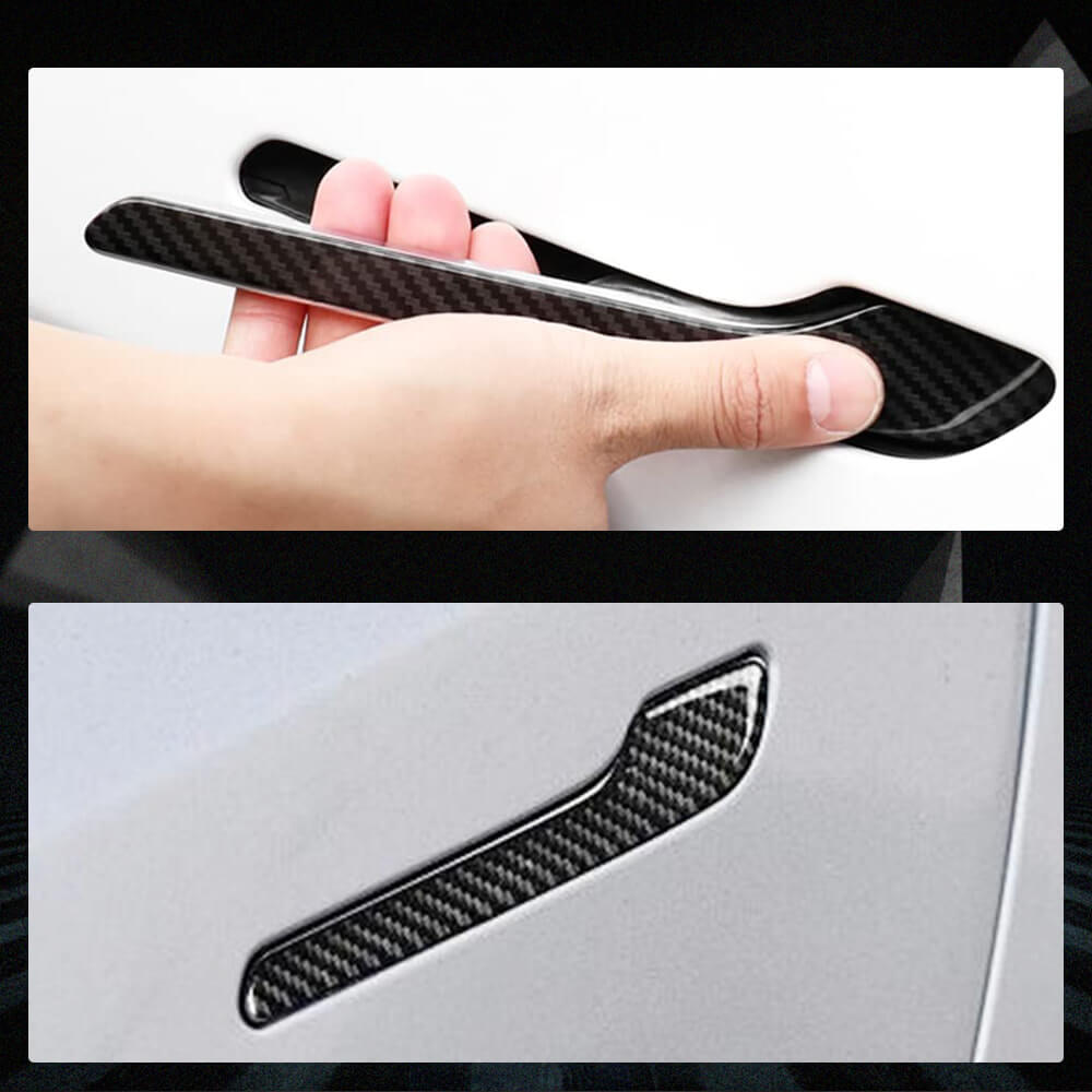 Fits for Tesla Model 3&Y 2017-2019 Dry Carbon Fiber Car Door Handle Cover Door Push Handle Cover 4pcs