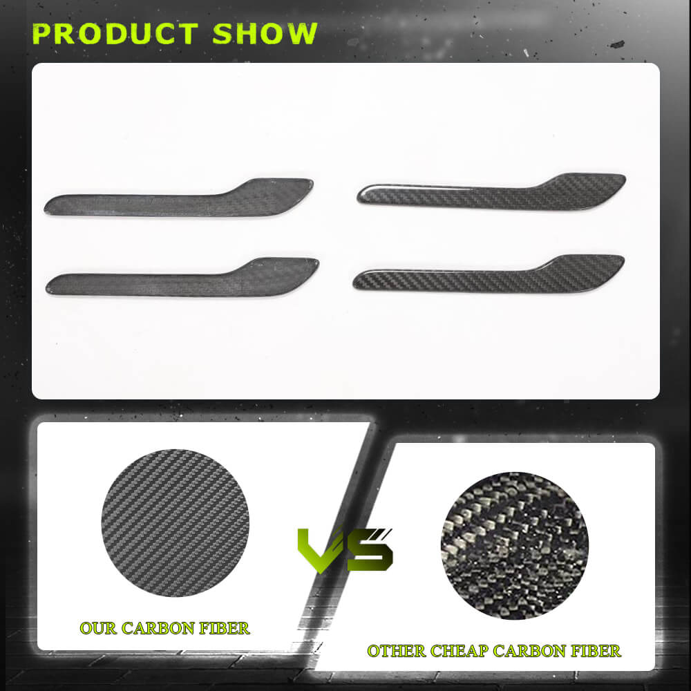 Fits for Tesla Model 3&Y 2017-2019 Dry Carbon Fiber Car Door Handle Cover Door Push Handle Cover 4pcs