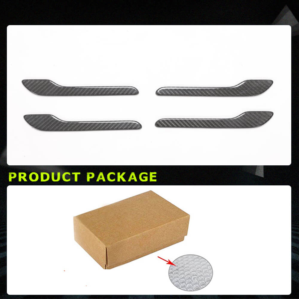 Fits for Tesla Model 3&Y 2017-2019 Dry Carbon Fiber Car Door Handle Cover Door Push Handle Cover 4pcs