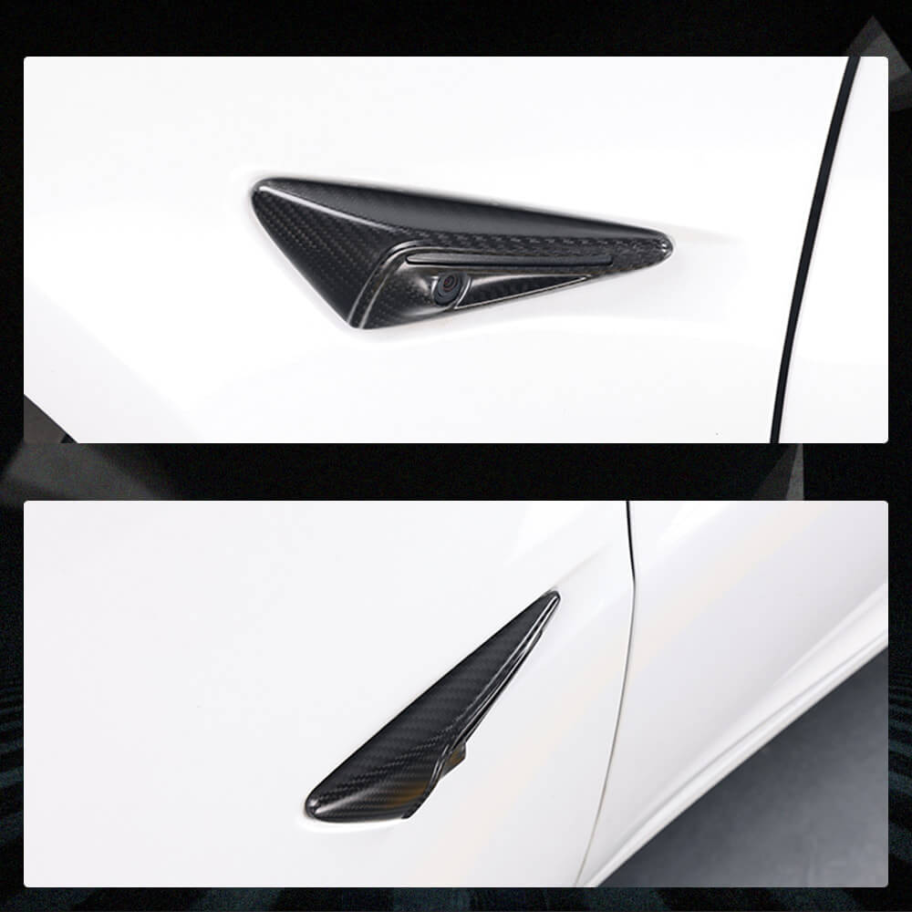 Fits for Tesla Model 3 & Y Dry Carbon Fiber Fender Camera Covers Exterior Decoration Accessories