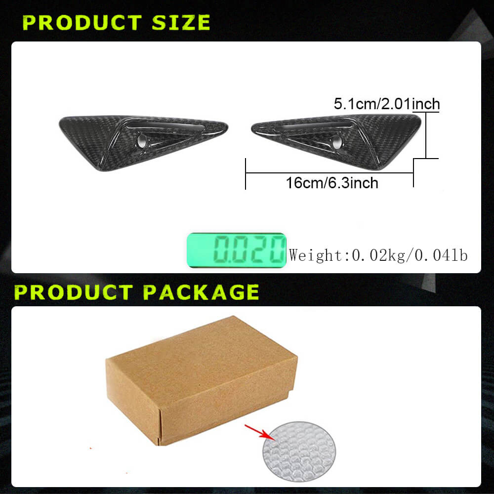 Fits for Tesla Model 3 & Y Dry Carbon Fiber Fender Camera Covers Exterior Decoration Accessories