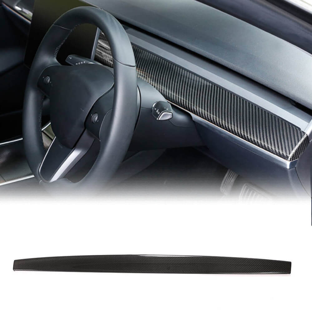 Fits for Tesla Model 3 & Y Dry Carbon Fiber Interior Dashboard Decoration Cover Trim