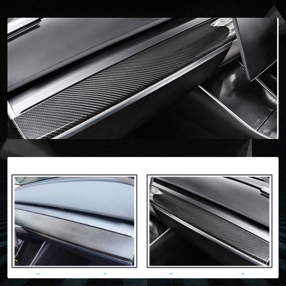 Fits for Tesla Model 3 & Y Dry Carbon Fiber Interior Dashboard Decoration Cover Trim