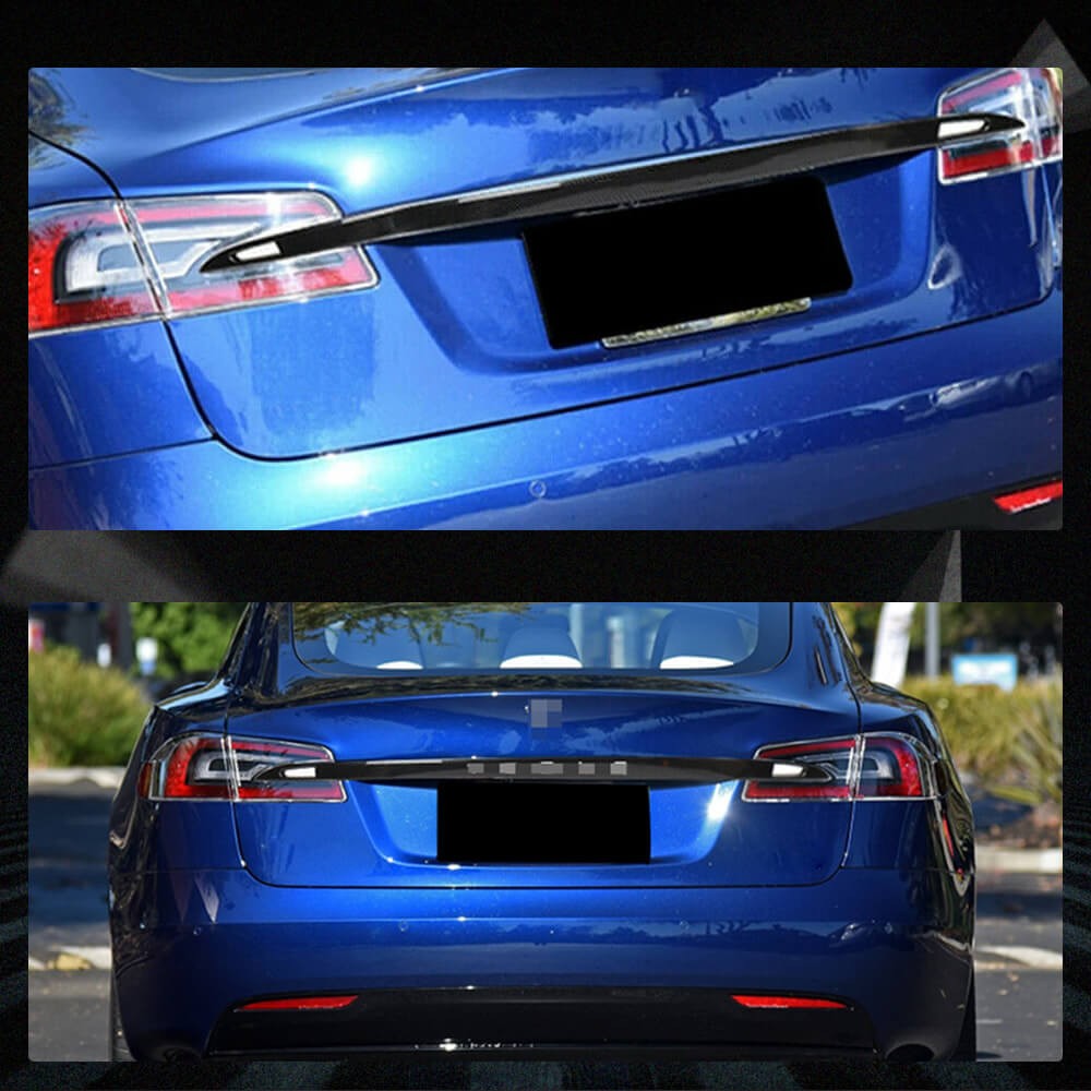 Fits for Tesla Model S 16-19 Carbon Fiber Rear Trunk Lid Tailgate Cover Trims