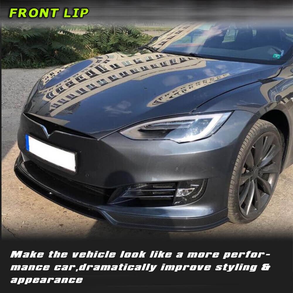 Fits for Tesla Model S 2016-2020 Carbon Fiber Front Bumper Lip Chin Spoiler 4pcs