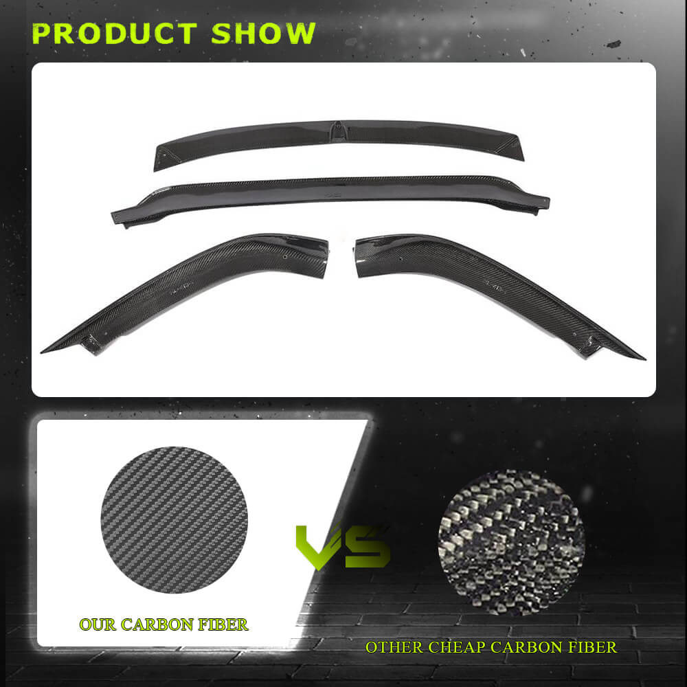 Fits for Tesla Model S 2016-2020 Carbon Fiber Front Bumper Lip Chin Spoiler 4pcs