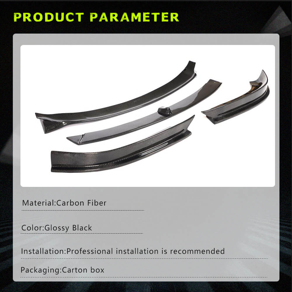 Fits for Tesla Model S 2016-2020 Carbon Fiber Front Bumper Lip Chin Spoiler 4pcs