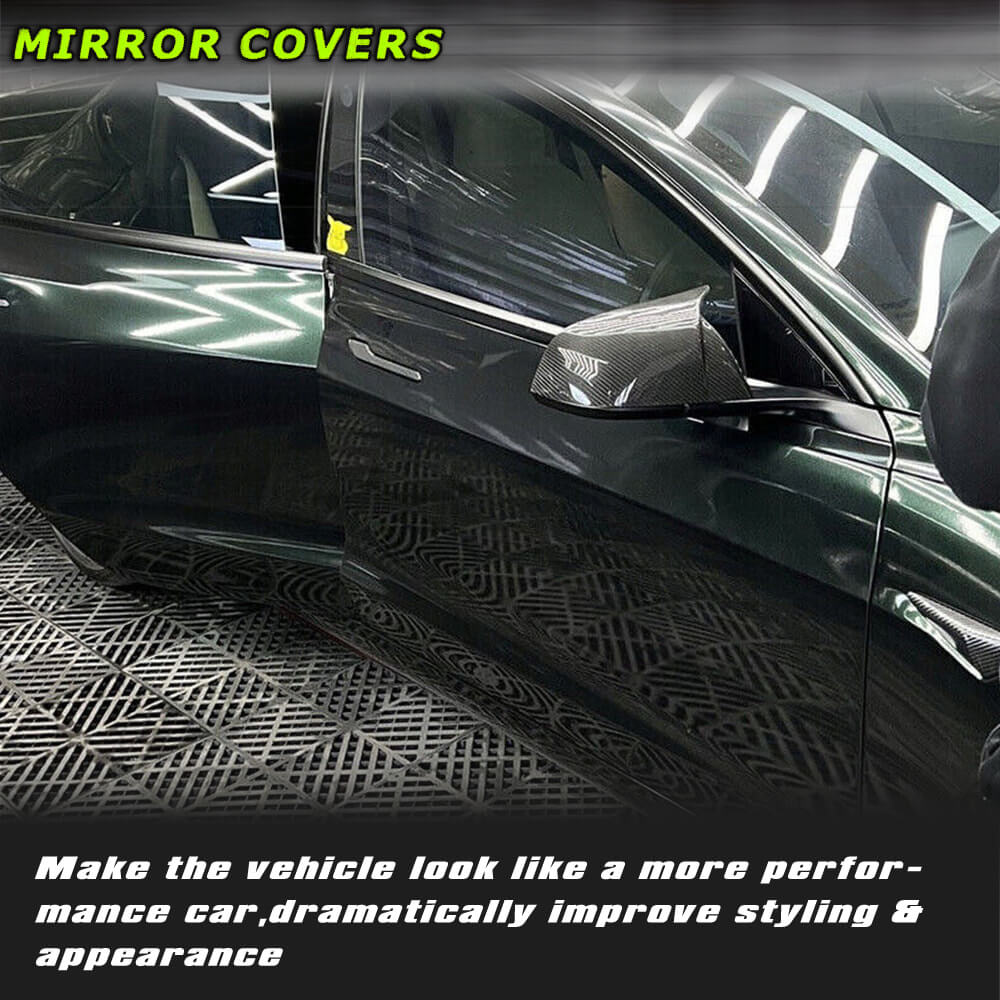 Fits for Tesla Model S 2021-2023 Dry Carbon Fiber Side Rearview Mirror Cover Caps Add-on