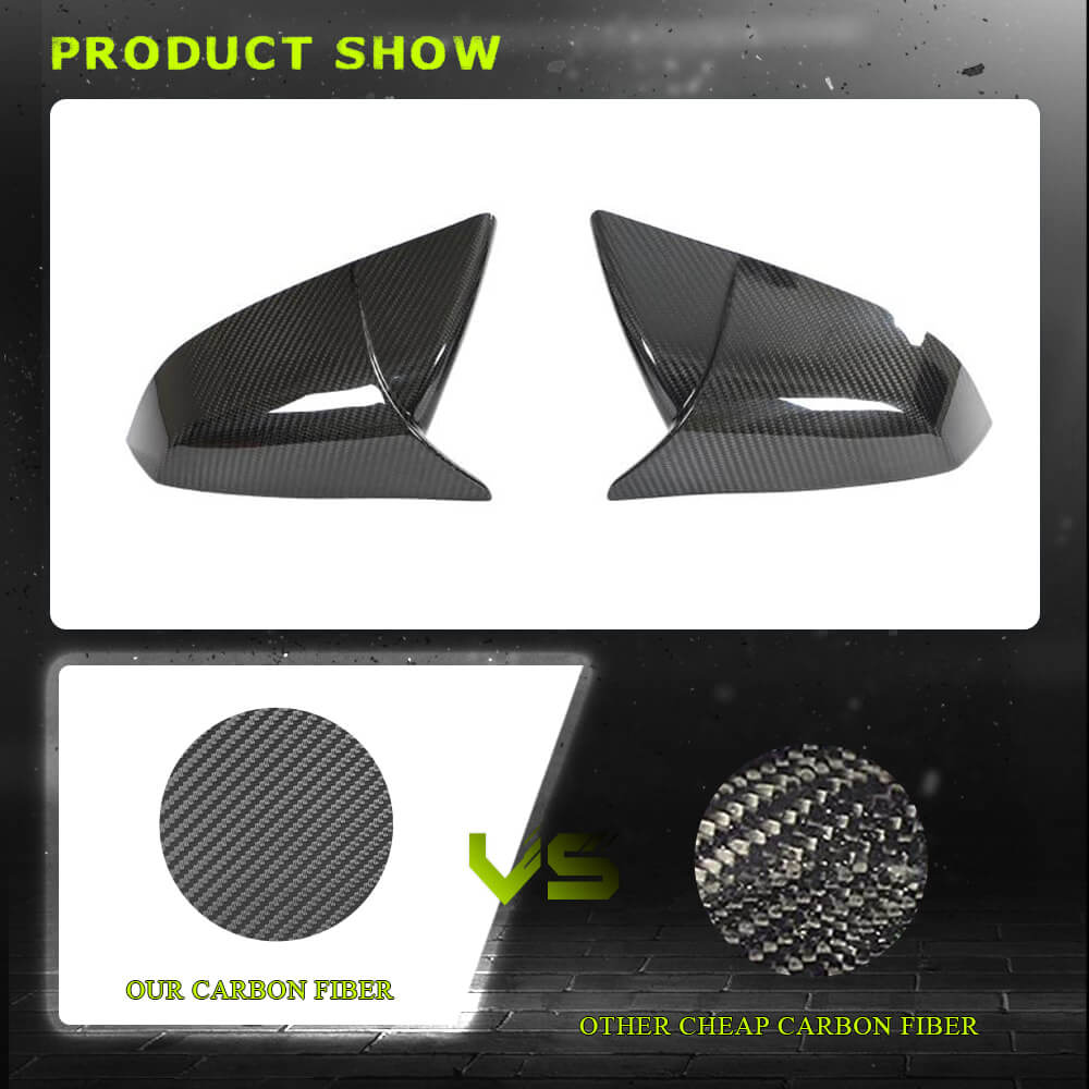 Fits for Tesla Model S 2021-2023 Dry Carbon Fiber Side Rearview Mirror Cover Caps Add-on
