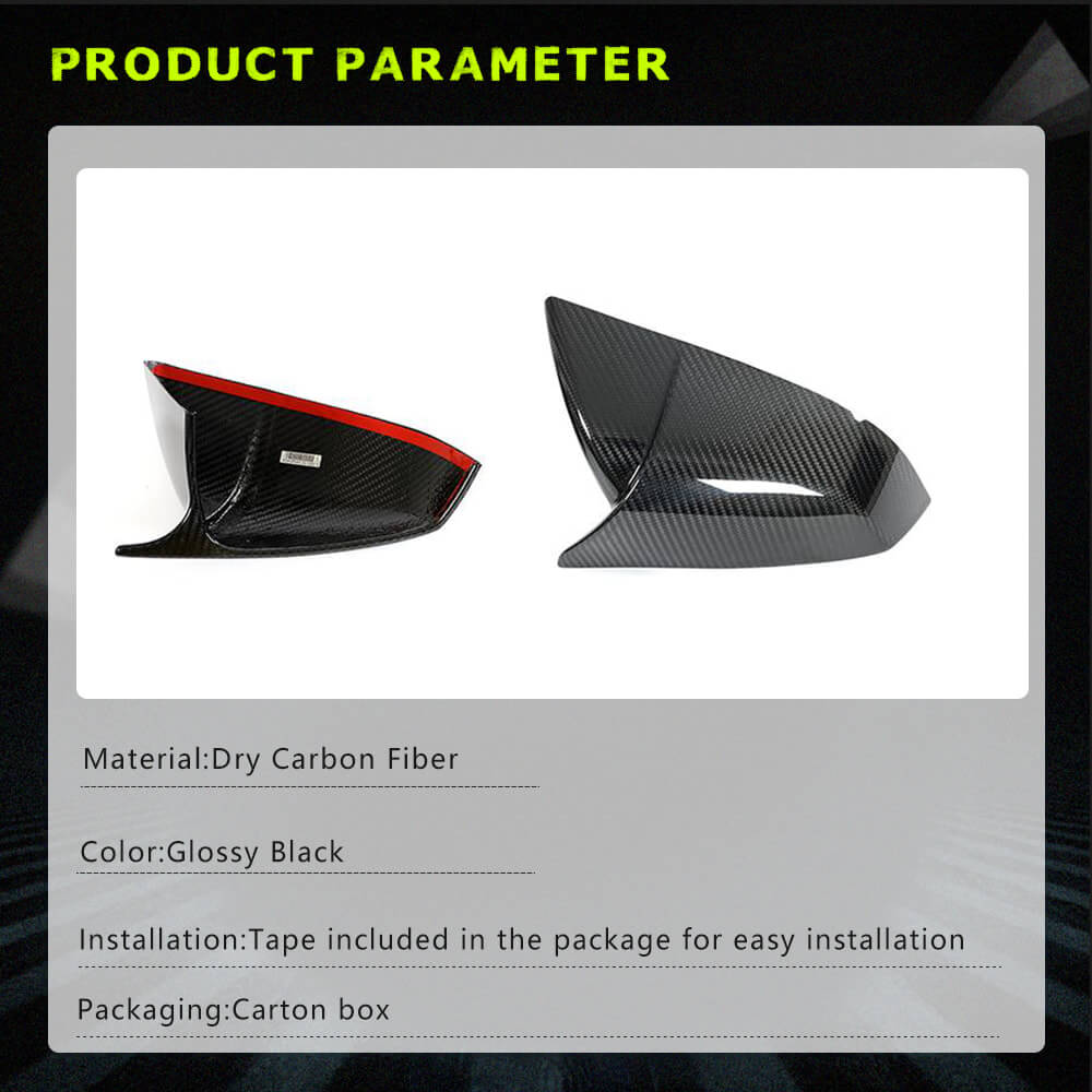 Fits for Tesla Model S 2021-2023 Dry Carbon Fiber Side Rearview Mirror Cover Caps Add-on