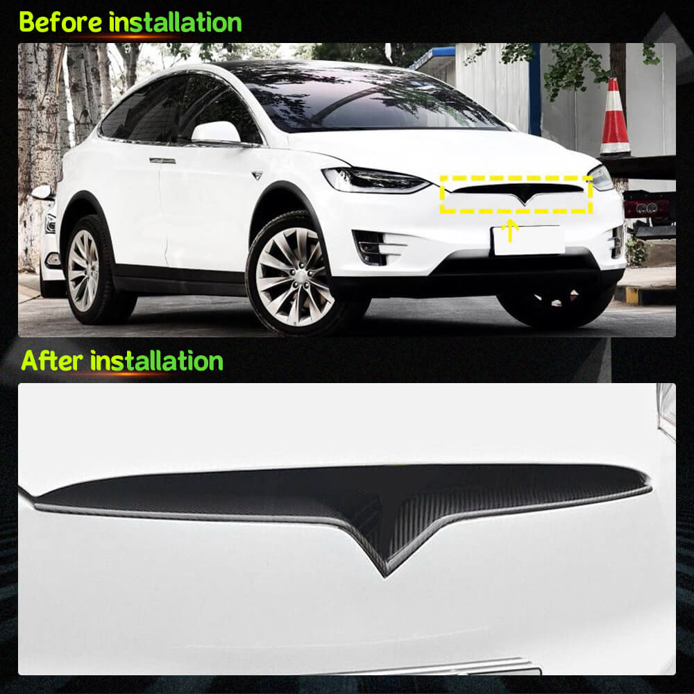 Fits for Tesla Model X 16-21 Carbon Fiber Front Grille Frame Cover Trim Front Hood Billet Racing Grill Grille