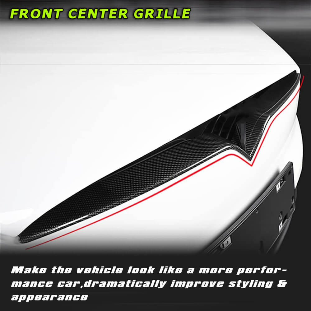 Fits for Tesla Model X 16-21 Carbon Fiber Front Grille Frame Cover Trim Front Hood Billet Racing Grill Grille