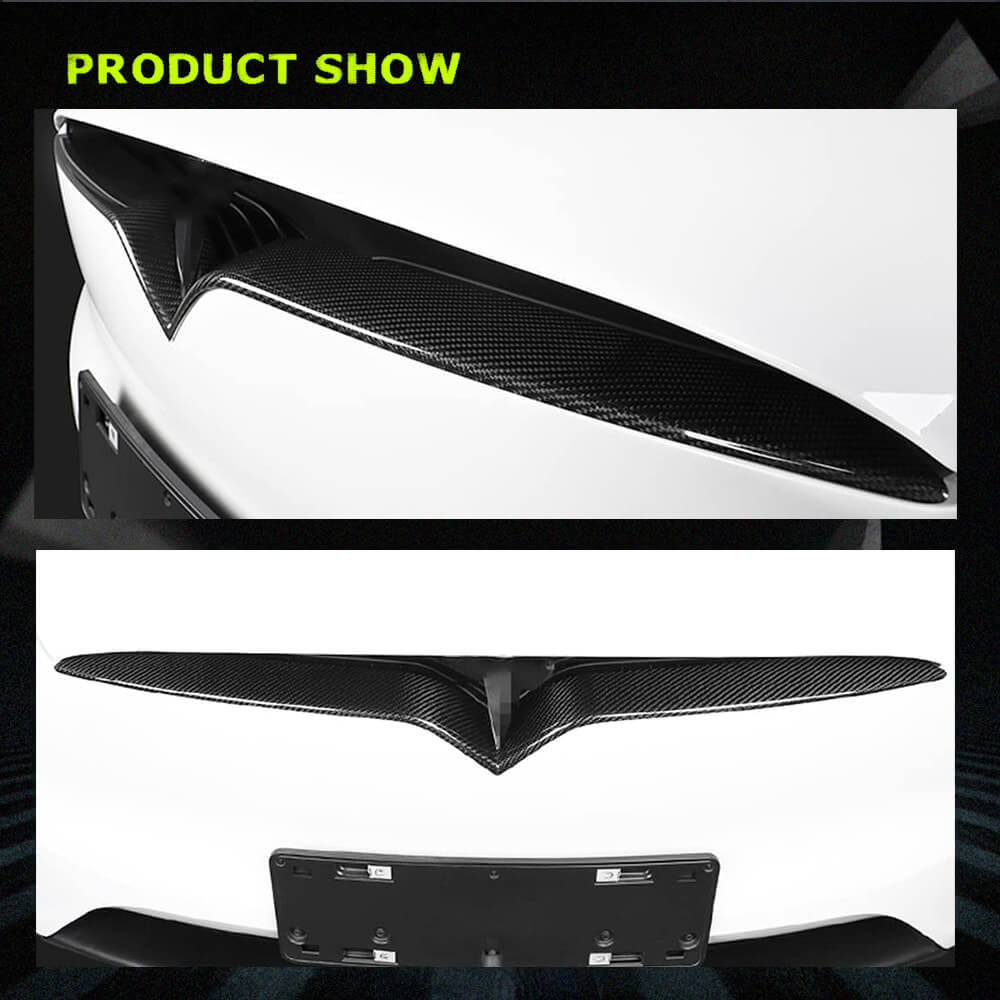 Fits for Tesla Model X 16-21 Carbon Fiber Front Grille Frame Cover Trim Front Hood Billet Racing Grill Grille