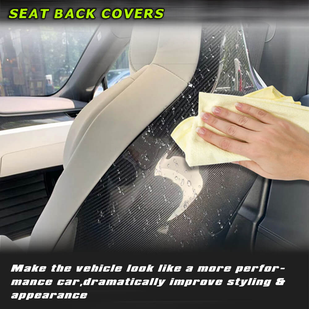 Fits for Tesla Model X Carbon Fiber Interior Seat Back Cover Trim 2pcs