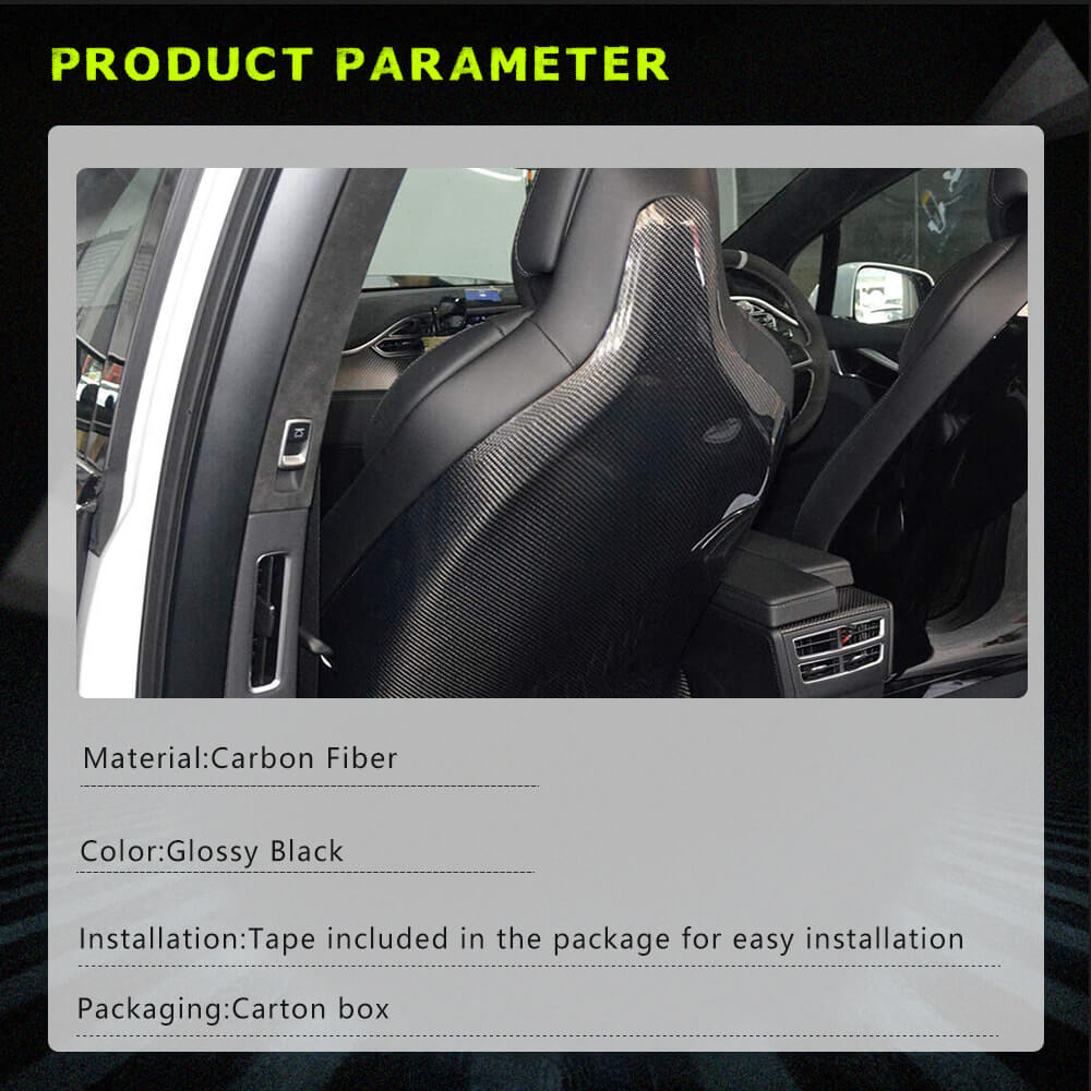 Fits for Tesla Model X Carbon Fiber Interior Seat Back Cover Trim 2pcs
