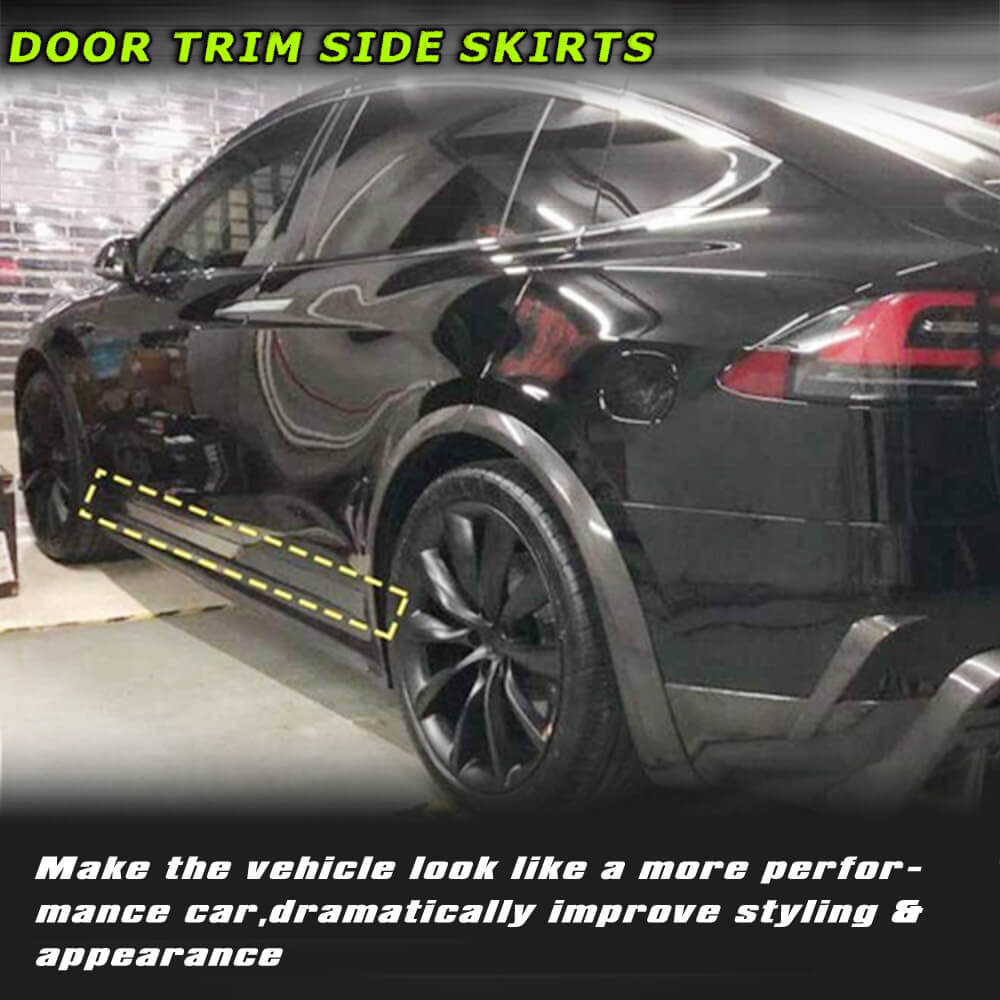 Fits for Tesla Model X Dry Carbon Fiber Door Trim Side Skirts Car Body Kit