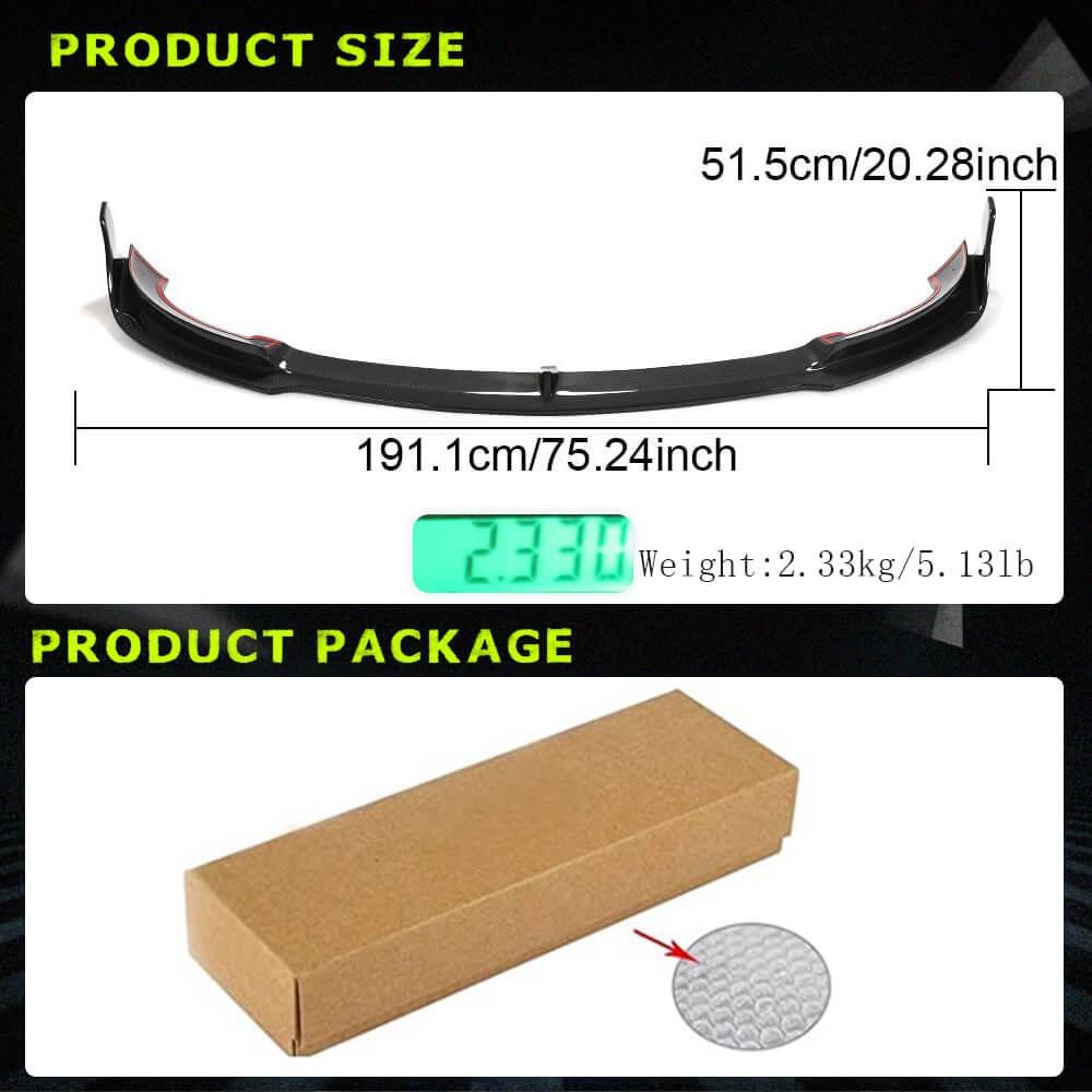Fits for Tesla Model Y 19-21 Carbon Fiber Front Bumper Lip Chin Spoiler
