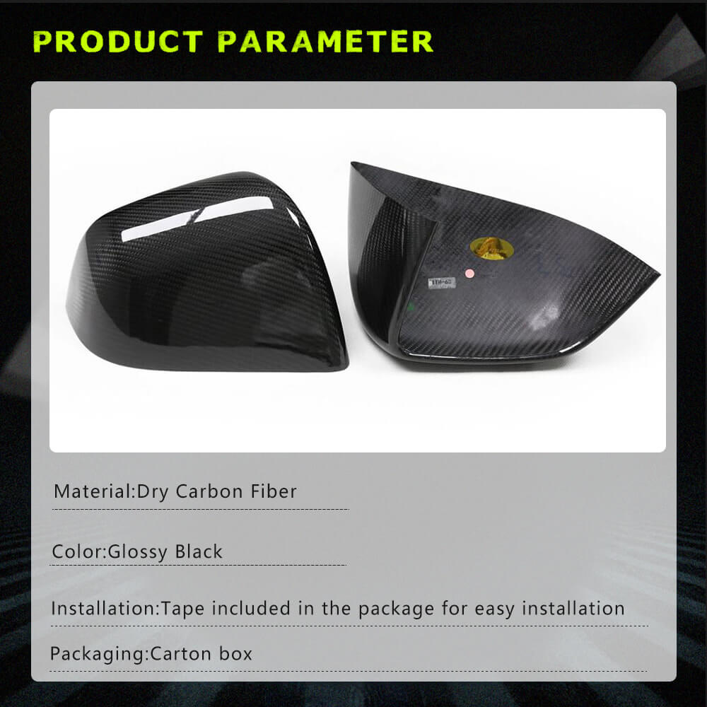 Fits for Tesla Model Y 19-22 Dry Carbon Fiber Side Rearview Mirror Cover Caps Add on Style
