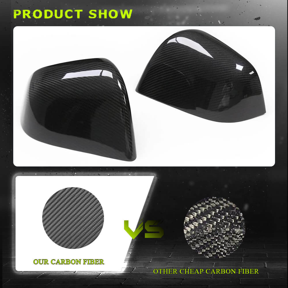 Fits for Tesla Model Y 19-22 Dry Carbon Fiber Side Rearview Mirror Cover Caps Add on Style